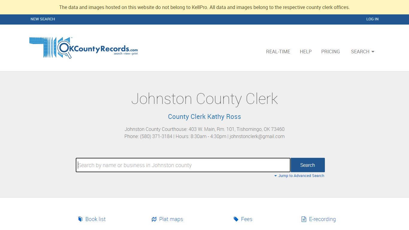 Johnston County - County Clerk Public Land Records for Oklahoma