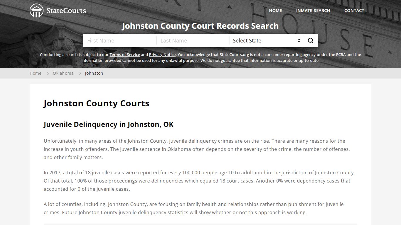 Johnston County, OK Courts - Records & Cases - StateCourts
