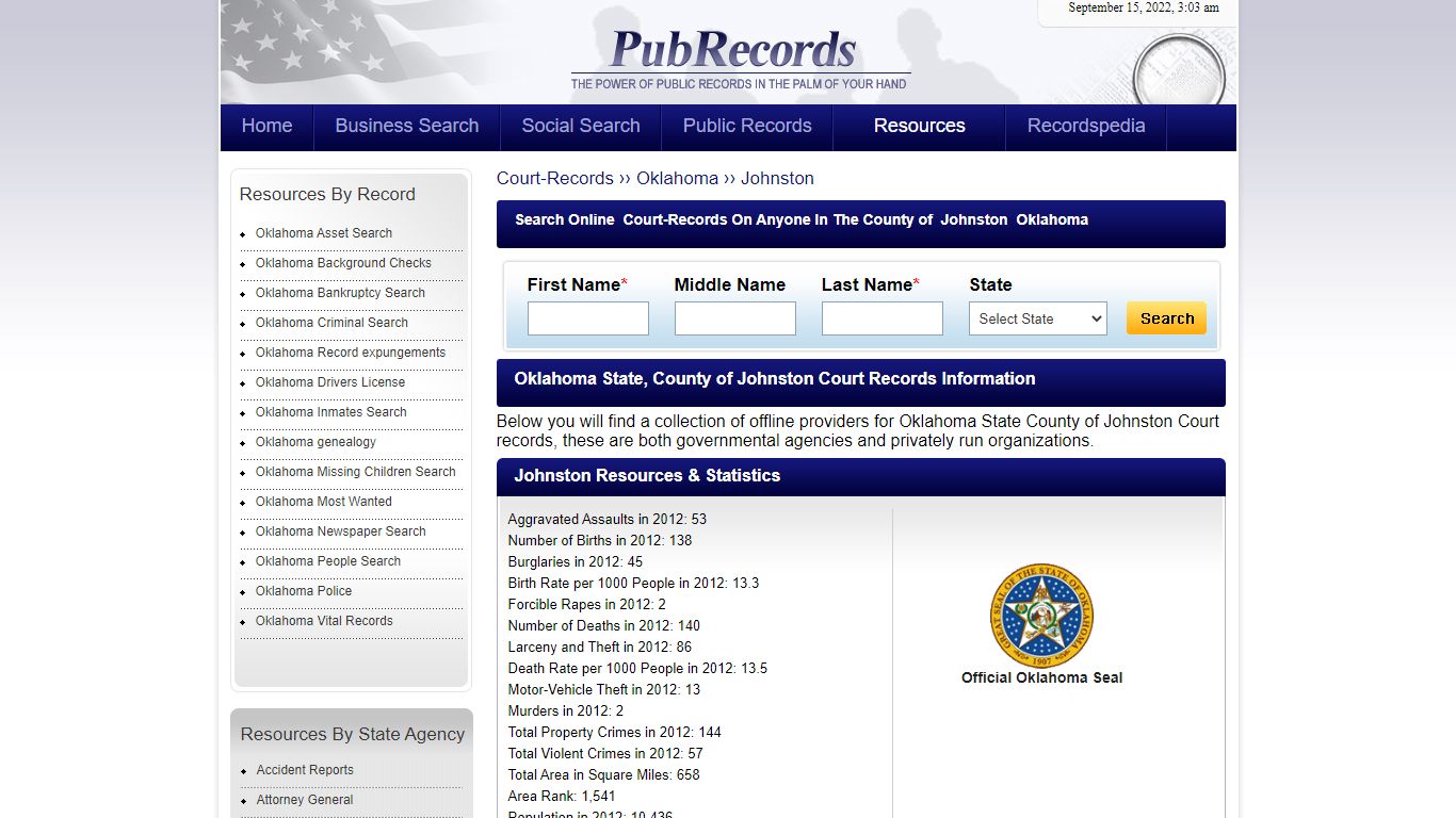 Johnston County, Oklahoma Court Records - Pubrecords.com
