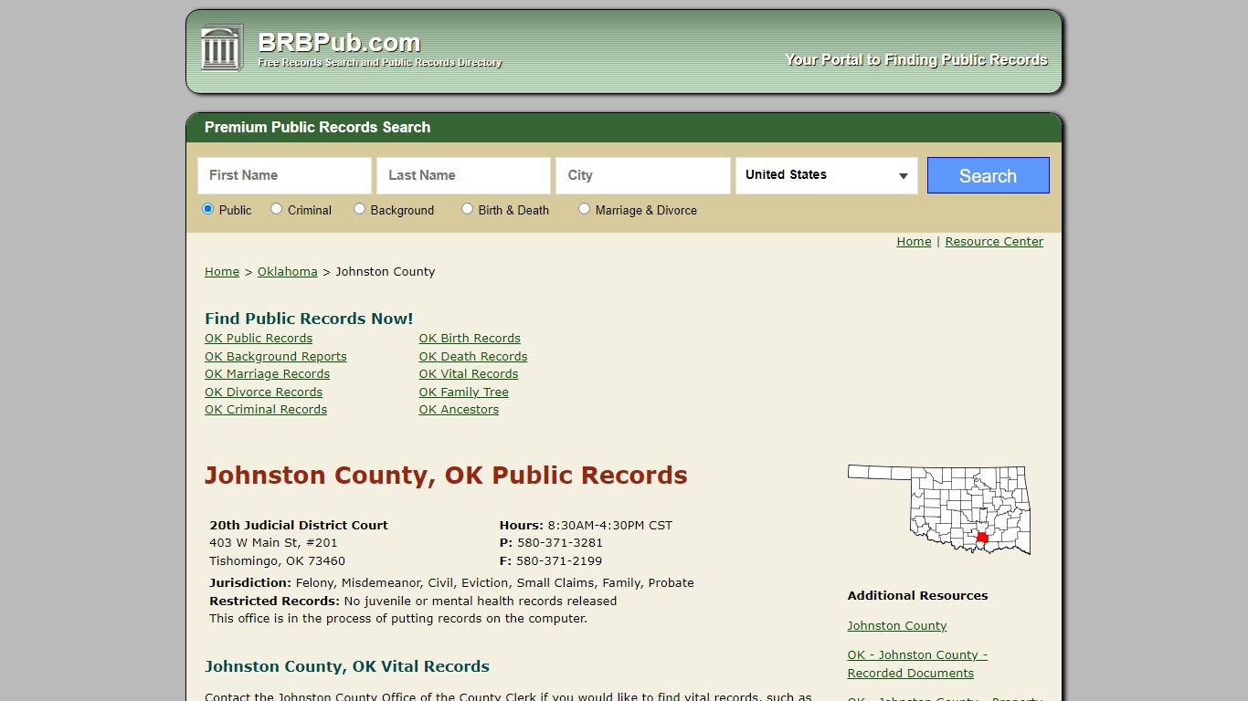 Johnston County Public Records | Search Oklahoma Government Databases