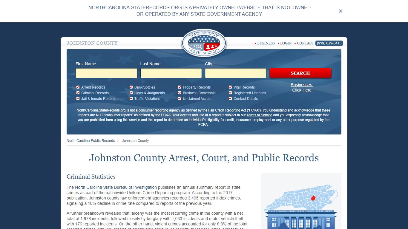 Johnston County Arrest, Court, and Public Records